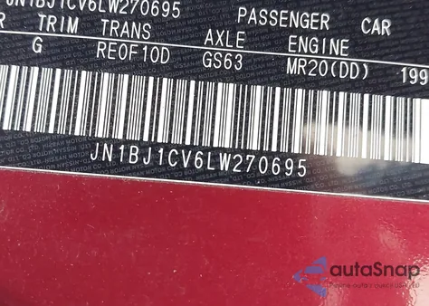 2020 Nissan Rogue Sport S Fwd Xtronic Cvt из США, поврежденный, VIN JN1BJ1CV6LW270695